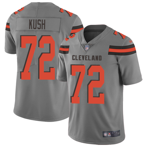 Cleveland Browns Eric Kush Men Gray Limited Jersey #72 NFL Football Inverted Legend